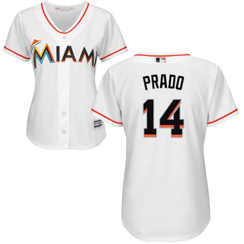 Marlins #14 Martin Prado White Home Women's Stitched MLB Jersey